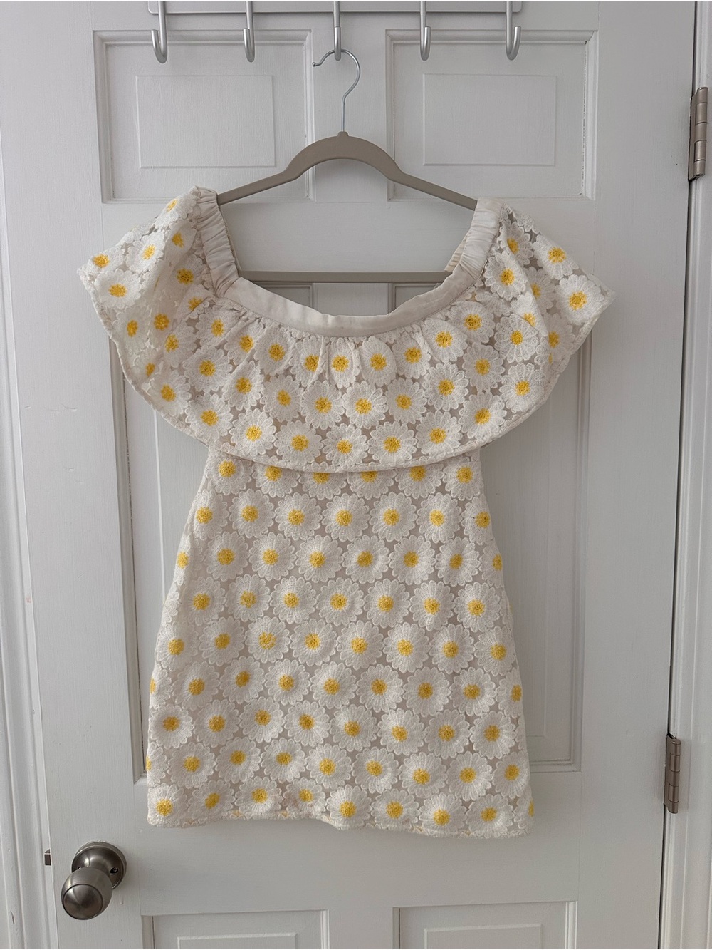 Lovers + Friends White Daisy Embroidered Dress